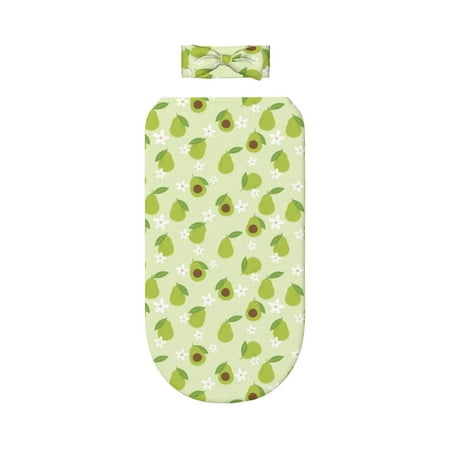 

Lafuoo Avocado With Leaf And Flower Pattern 0-6 Months Newborn Swaddle Bag Headband Set for Girls Clothes Baby Care Products