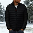 thumbnail image 2 of BiZtdJrK Mens Down Quilted Winter Coat Solid Color Long Sleeve Puffer Jacket Casual Zip Up Padded Outerwear, Black, XXXL, 2 of 7