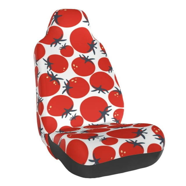 Wukai Hand Drawn Tomatoes Full Set Car Seat Covers with Soft Padding Universal Auto Front Seats Protector and Cushion Mat