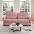 thumbnail image 2 of HUMEHA 69.2" Loveseat Sofa with Ruffled Edge Chenille, 2-Seat Cloud Couch with Rolled Arms & Lumbar Pillow for Living Room, Pink, 2 of 15