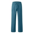 thumbnail image 2 of Zszcpp Men'S Linen Pants Trendy Solid Full Length Loose Button Pocket Drawstring Beachwear Trousers Casual Trouser, 2 of 4