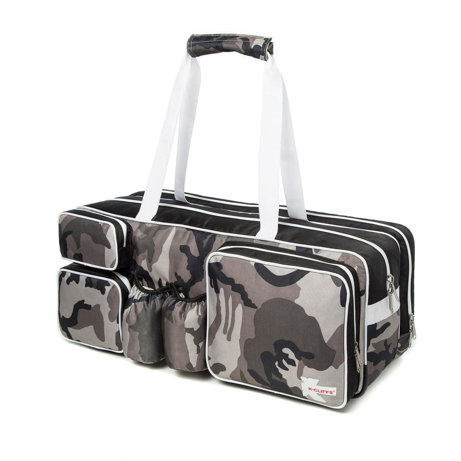 High Quality Tennis Bag Heavy Duty Racket Duffle Badminton Racquet Duffel Ballistic Nylon Squash Gear Tournament Duffle Bags with Shoe Compartment & 2 Water Bottle Pockets Snow Camouflage