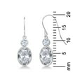thumbnail image 2 of Gem Stone King 14K White Gold White Topaz and White Zirconia Hook French Fish Ear Wire Dangle Earrings for Women (3.42 Cttw, Gemstone November Birthstone, Oval 8X6MM, Round 3MM), 2 of 3