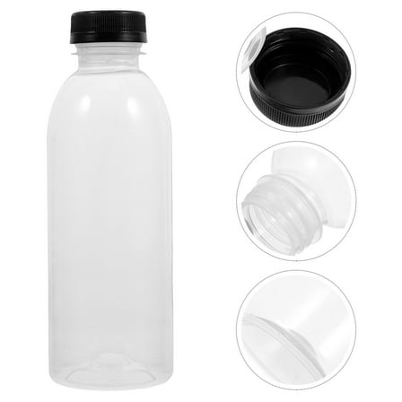 Sparsain 6 Pack 500ml Empty Beverage Bottles Clear PET Plastic Storage Containers Juice Bottle with Lids (Random Color Caps)