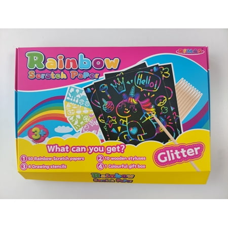 RFM4S Scratch Art for Kids 50 Pcs Scratch Art Scratch Paper Art Set for Kids Rainbow Scratch Paper Black Scratch Paper Scratch Off Art Magic Scratch Paper Art Sheets Party Game