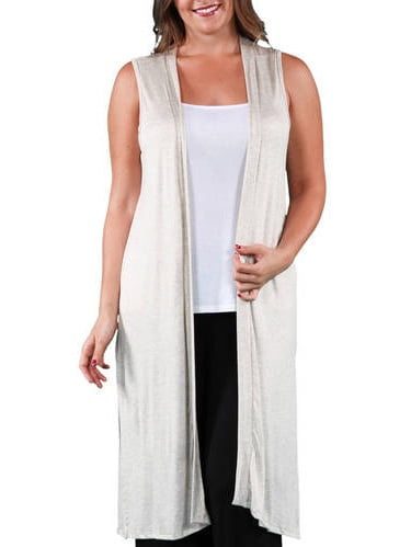 Women's Plus Size Sleeveless Long Shrug 