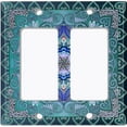 thumbnail image 6 of Metal Light Switch Plate Cover Elegant Teal Mandala Flower Tile Pattern TIL062, 6 of 13