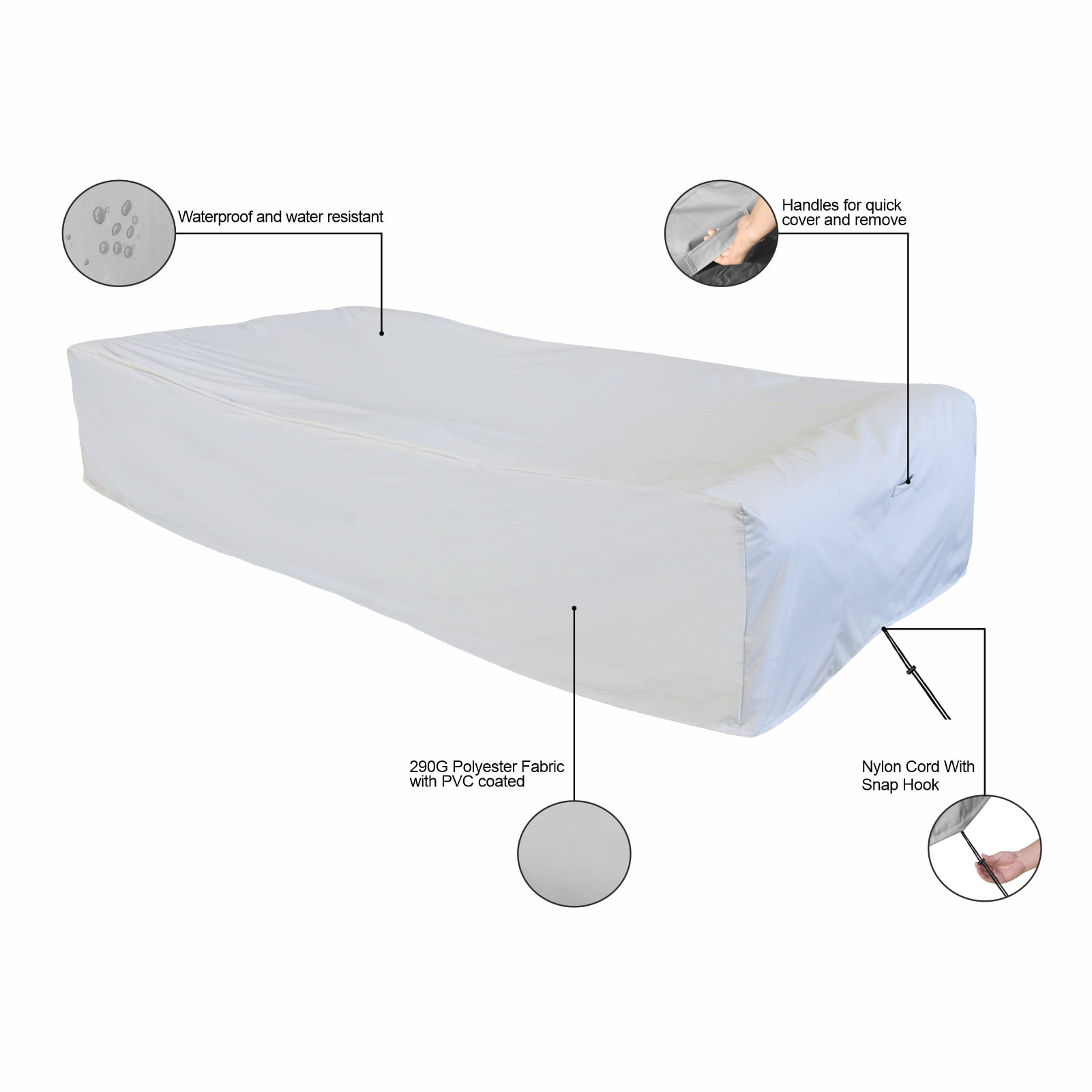 Evita Waterproof Patio Sofa Cover, 148.8" L x 76.4" W x 27.2" H, Outdoor Furniture Cover, Heavy Duty 290G Polyester, Windproof Patio Couch Cover, All Weather Protection