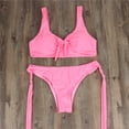thumbnail image 4 of Conjunto de traje de baño de bikini sexy para mujer con estampado de cuadros y nudo frontal, 4 of 6