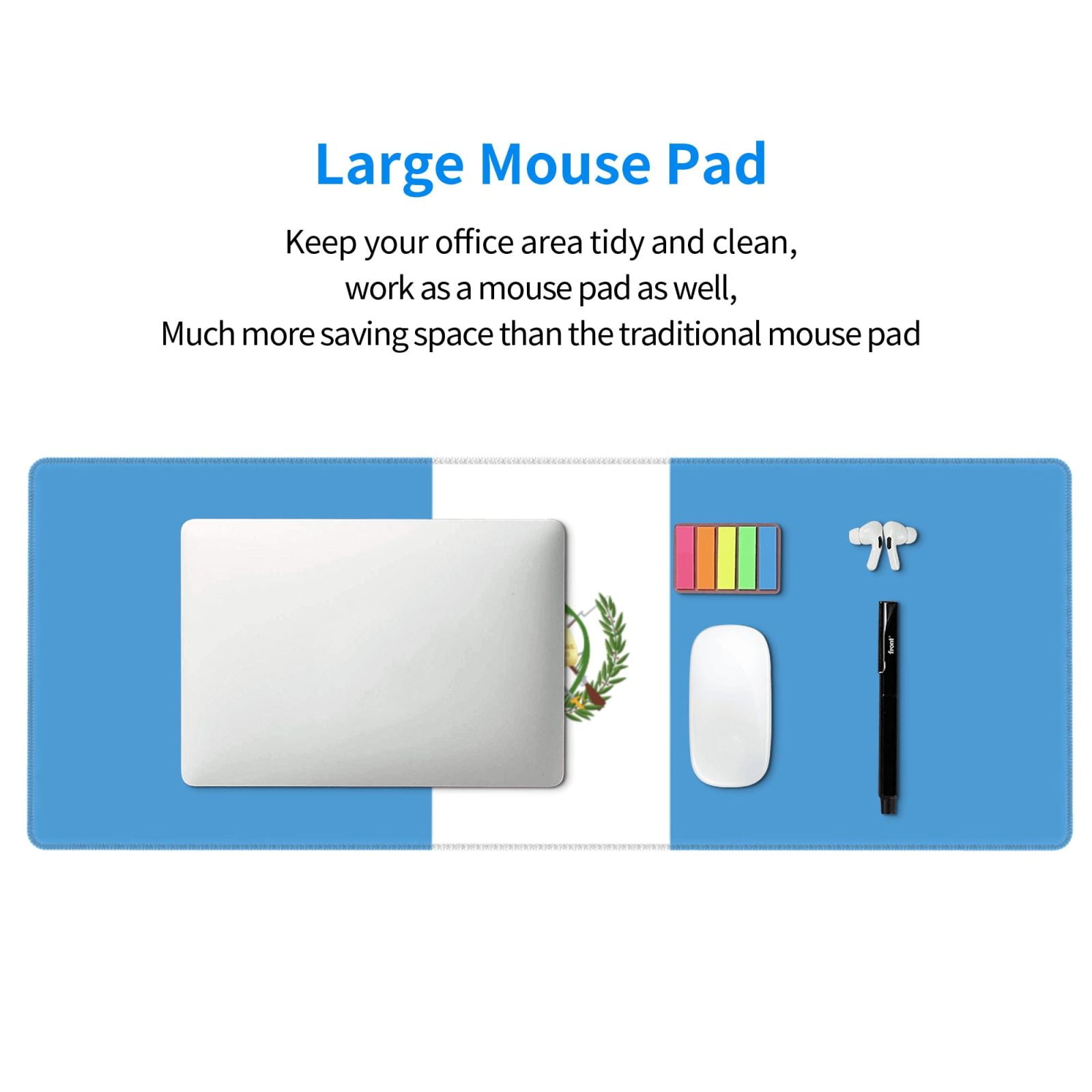 Large Gaming Mouse Mat Flag Of Guatemala Long Extended Mousepad Desk Mat Non-Slip Rubber Micepads (31.5 X 11.8 Inches)\r\n