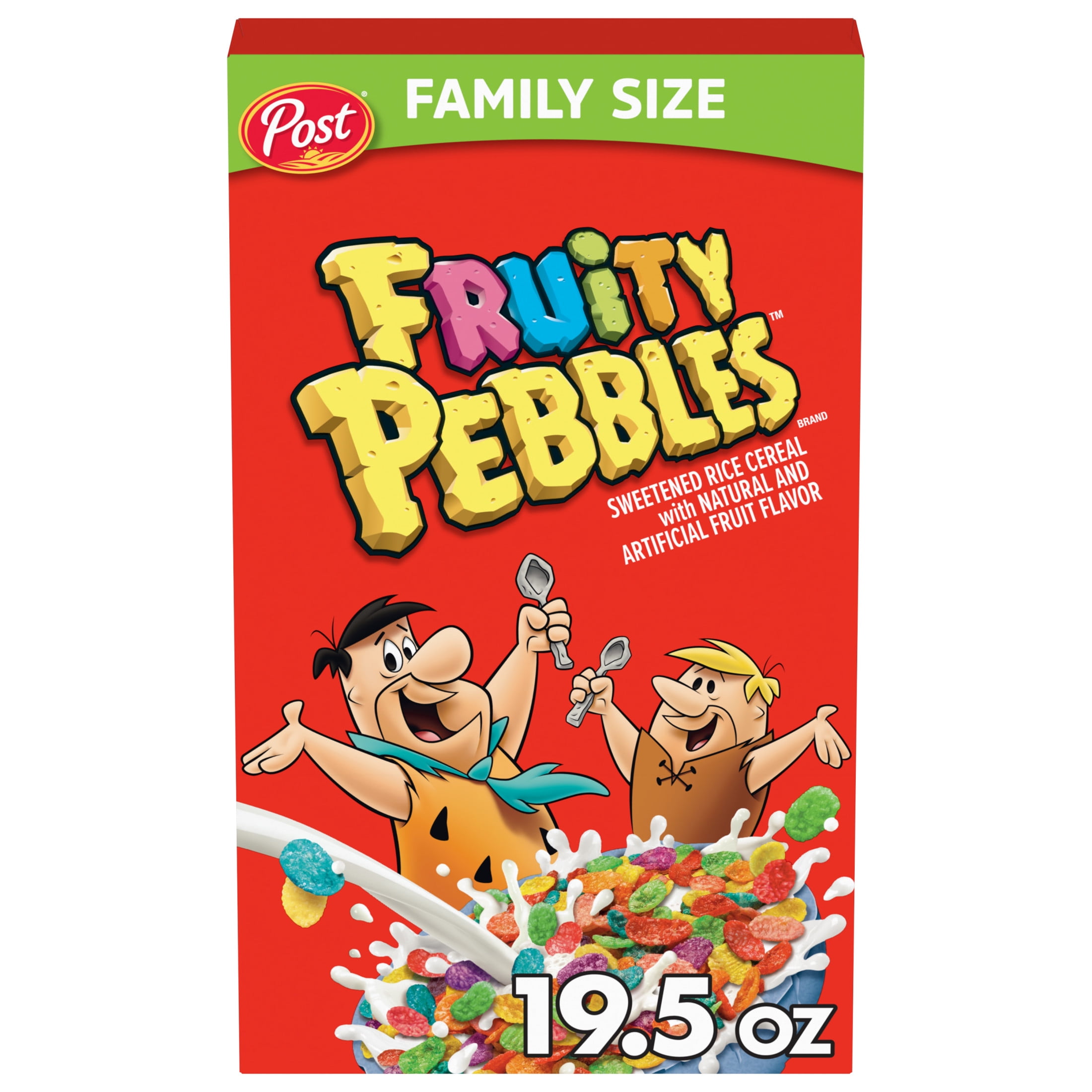 (10 pack) Post Fruity PEBBLES Breakfast Cereal, Gluten Free, Family Size Box, 19.5 oz