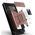 thumbnail image 4 of Compatible for Google Pixel 6 Pro 2021 Case with Camera Cover & Kickstand, Slide Lens Cover+Rotate Ring Stand+Card Holder, Impact-Resistant, Full Protect for Google Pixel 6 pro Rose Gold, 4 of 5