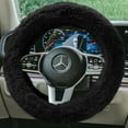 thumbnail image 6 of FH Group 14.5-15.5" Doe16 Black Faux Rabbit Fur Steering Wheel Cover with Air Freshener, 6 of 6