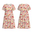 thumbnail image 3 of Bixox Robe d'Été à Manches Courtes pour Femmes Robe Ample Longueur Genou avec Poches-Icons de Pompier, 3 of 7