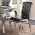 thumbnail image 4 of Formal Dining Chairs Of 2, Antique Silver Finish, Grey Faux Leather Back Cushions Luxury Silver, Pu Cushion Seats, Classic Design, 4 of 6