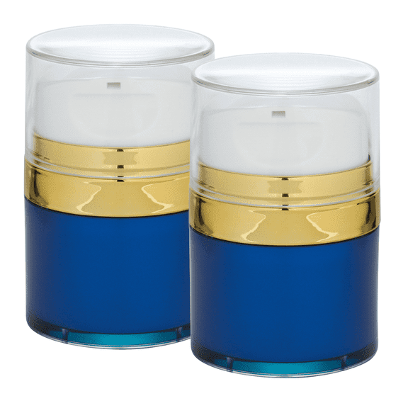 Airless Pump Jar 1oz. Refillable Travel Jars Blue Color