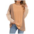 thumbnail image 1 of HUITKMM Tshirts 2024 Autumn and Winter Color Contrast Long Sleeve Loose Thread Stitching T Shirt, 1 of 9