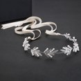 thumbnail image 2 of Simple Pearl Bridesmaid Headband Bridal Shiny Rhinestone Leaf Headpieces with Ribbon Wedding Jewelry for Party Decoration, 2 of 7