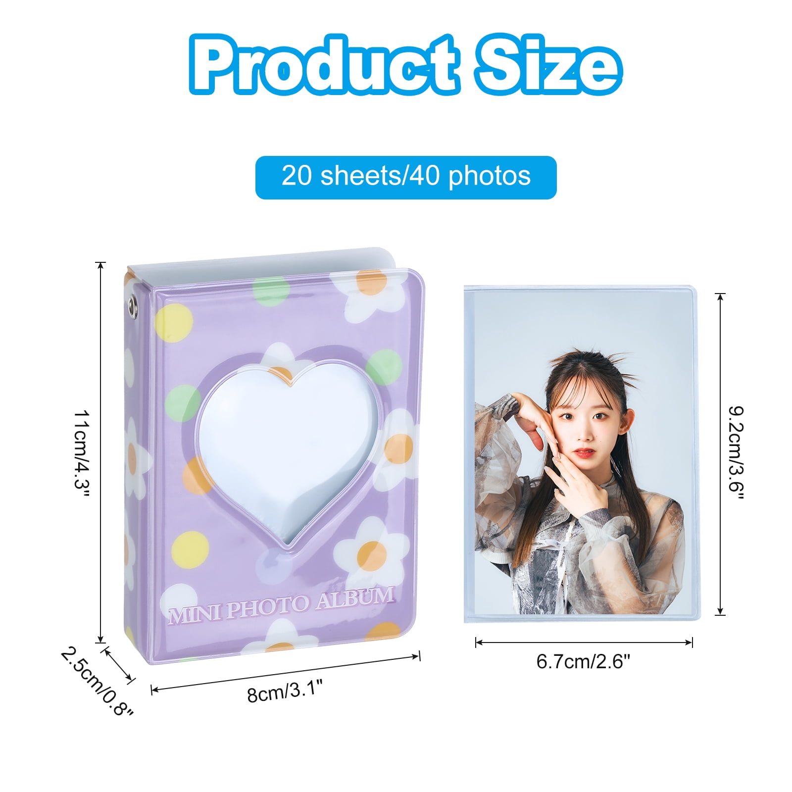 Unique Bargains Mini Photocard Binder Love Heart Hollow Album for Card Storage Purple