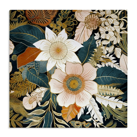 Stupell Industries Eclectic Floral Pattern Botanical & Floral Painting Gallery Wrapped Canvas Art Print Wall Art, 17 x 17