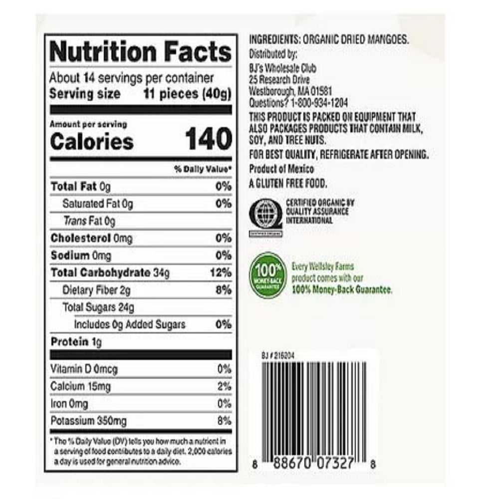 Product of Wellsley Farms Organic Dried Mango, 20 oz.