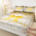 thumbnail image 7 of Feelyou Gold Bowknot Bed Sheets for Teens, Glitter Stars Sequin Print King Sheets, Merry Christmas Sheet Set, Lightweight Room Decor, 4pcs, 7 of 7