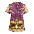 thumbnail image 3 of Hearthz Mardi Gras Scrubs for Women Fat Tuesday Carnival Womens Shirts V Neck Short Sleeve Nurse Uniform with Pocket S-5XL, 3 of 4