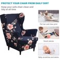 thumbnail image 2 of Stretch Blue Floral Wingback Chair Cover for Armchair Sofa, 2 of 5