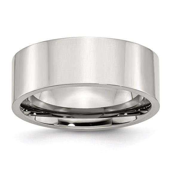 White Stainless Steel Ring Band Wedding Comfort Flat