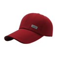 thumbnail image 2 of Naierhg Men Baseball Hat Long Hard Brim Solid Color Sunscreen Anti-UV Adjustable Ponytail Hole Casual Hip Hop Outdoor Sun Cap Wine Red, 2 of 8