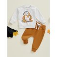 thumbnail image 2 of Suealasg Toddler Boy Halloween Outfits Set Clothes 6M 1T 2T 3T Long Sleeve Ghost Print Sweatshirt+Long Pants 2Pcs Halloween-themed Clothing for Baby Boy, 2 of 8