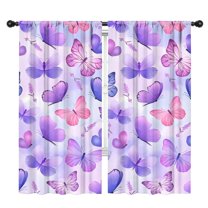 Blackout Kids Curtains,Purple Butterfly Lavender Pattern Childrens Insulated Curtains Set Of 2,Bedroom Essentials,Toddler Room Decor 42"x84"