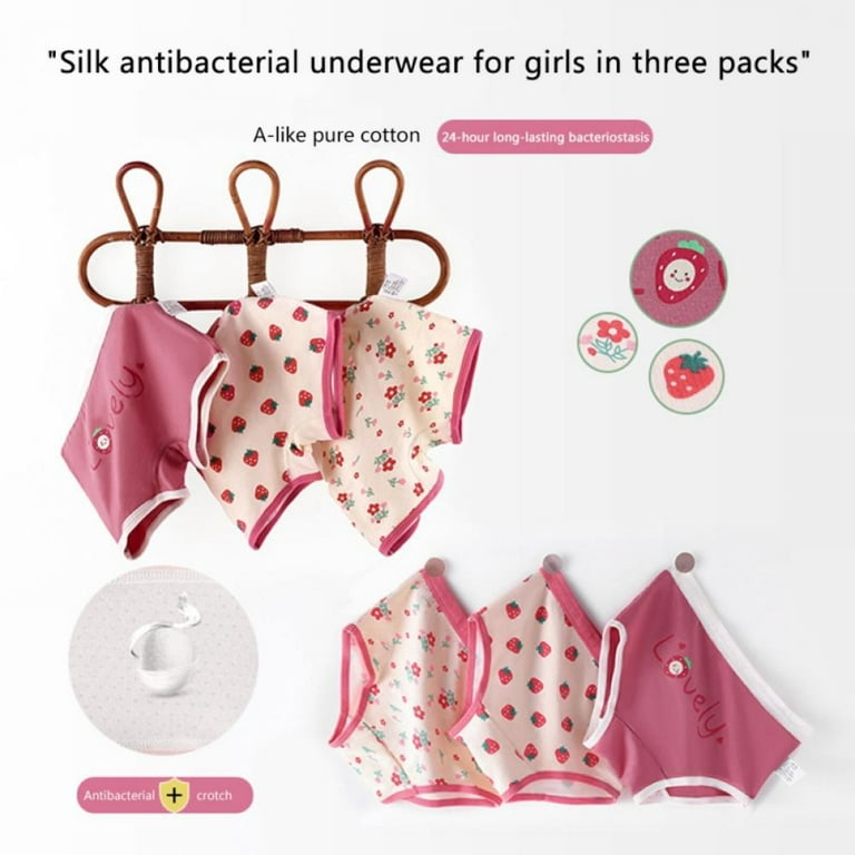Kids Little Girls Underwear Toddler Baby Cotton Soft Briefs Panties Cartoon Big  Girls 2-7 Years (Pack of 3) 
