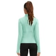 thumbnail image 7 of Hanerdun Womens Athletic Shirts with Thumb Hole Long Sleeve 1/4 Zip Yoga Workout Tops Tees Green M, 7 of 7