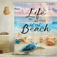 thumbnail image 2 of Ocean Beach Shower Curtain 72Wx72H Inch Sea Turtle Inspirational Quotes Coastal Starfish Seashell Sunset Sunrise Motivational with 12 Plastic Hooks Fabric Waterproof Toilet Accessories Decor, 2 of 6