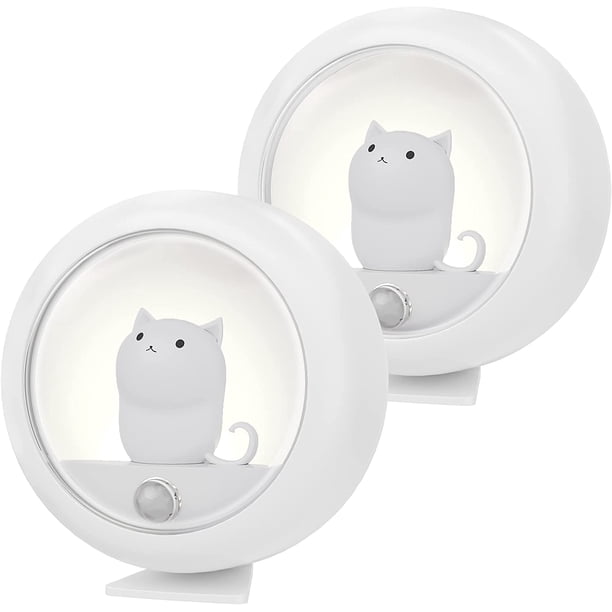 (Paquete de 2) Luz nocturna LED recargable para niños - Luz nocturna para habitación de bebé, lámpara portátil, luces nocturnas para habitación de niñas, linda luz para mascotas con sensor infrarrojo