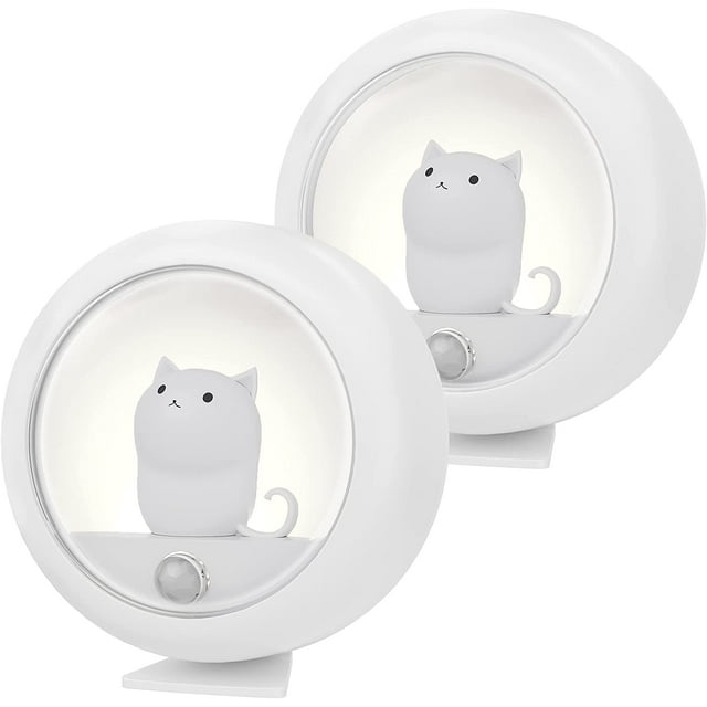 (Paquete de 2) Luz nocturna LED recargable para niños - Luz nocturna para habitación de bebé, lámpara portátil, luces nocturnas para habitación de niñas, linda luz para mascotas con sensor infrarrojo