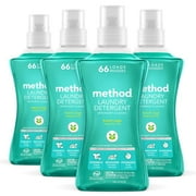 Method Liquid Laundry Detergent; Beach Sage Scent, Plant-Based Stain Remover; ; 66 Loads per 53.5 fl oz bottle; 4 Pack 264 Total Loads; Packaging May Vary
