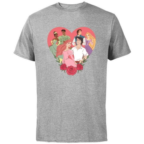 Disney Princess Favorite Movie Couples Valentine’s Day Love - Short Sleeve Cotton T-Shirt for Adults - Customized-Athletic Heather