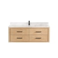thumbnail image 2 of Cristo 55" Fir Wood Brown Single Bath Vanity with Fish Maw White Quartz Stone, 2 of 15