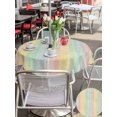 thumbnail image 5 of Outdoor Tablecloth with Umbrella Hole for Patio/Picnic/Party/Camping, Colorful Striped Waterproof Table Cloth Round Cover Washable, Farmhouse Vertical Striped Burlap Rustic (Dia 54"), 5 of 8