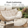 thumbnail image 5 of RADIATA Two Person Egg Chair with Ottomans Outdoor Wicker Patio Egg Chairs with Footrests for Indoor Bedroom Outside Porch Deck Backyard Garden (Beige,Oversized,Double), 5 of 9
