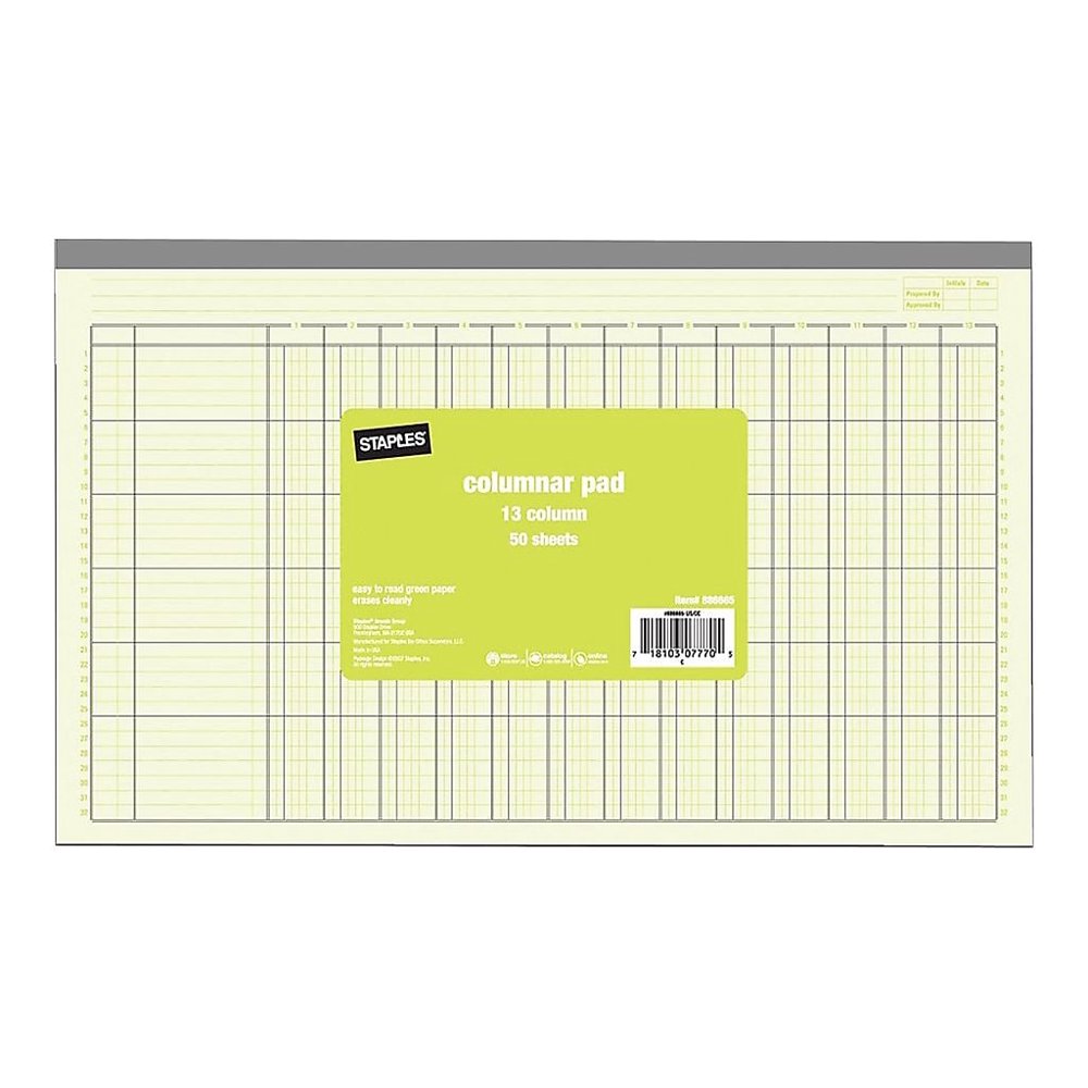 Staples 13 Column Columnar Book, 13.31W x 886665