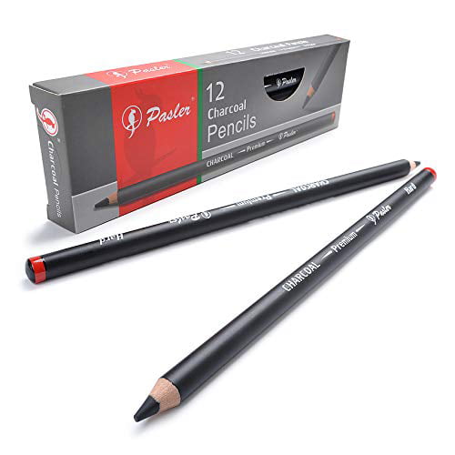 Pasler professional drawing charcoal pencils set of 4-pack includes hard medium,soft and soft-s 