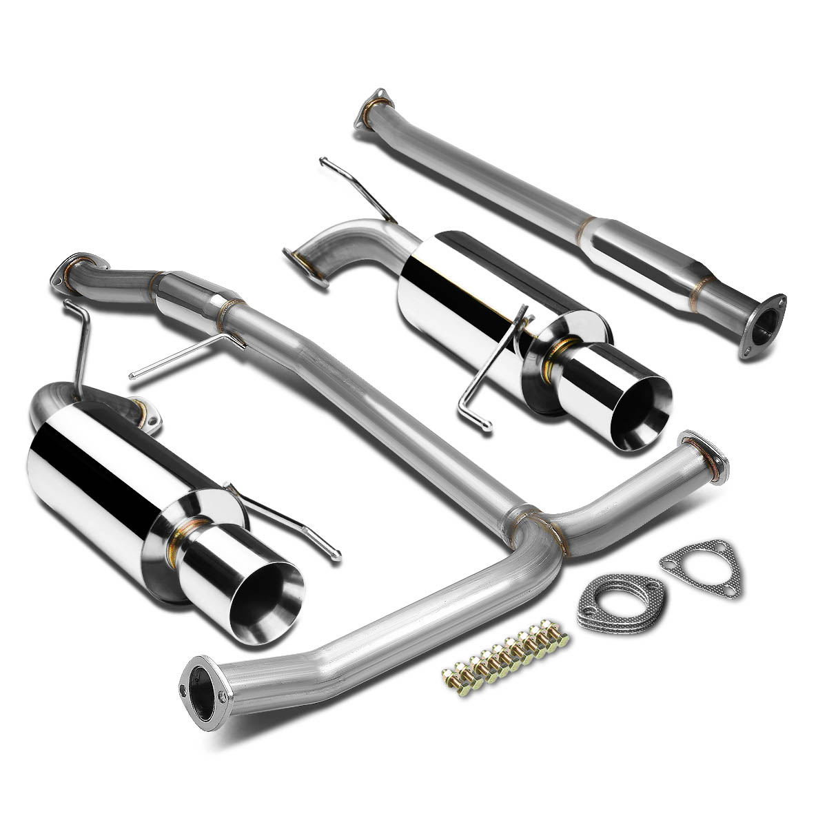 DNA Motoring For 98-02 Honda Accord 3.0L V6 Dual Muffler Racing Catback Exhaust System 4" Rolled Tip