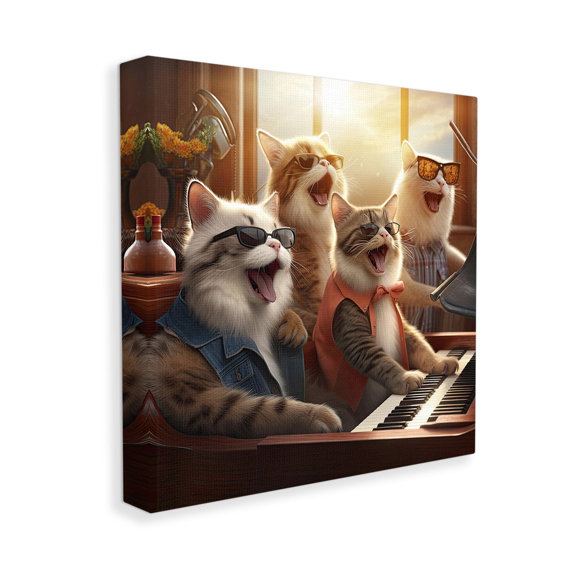Stupell Industries Cat Musicians & Piano Animals & Insects Painting Gallery Wrapped Canvas Art Print Wall Art, 30 x 30
