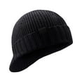 thumbnail image 2 of Baqcunre Clearance! Beanies Hats Men, Men's Beanie Hat Earflap Hat Knitted Beanie Black Wool Roll Up Edge Outdoor Vacation Plain Windproof Warm, Beanie for Women, Baby Beanie, 2 of 4