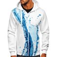 thumbnail image 1 of LUXUR Chandail à Fermeture Éclair pour Hommes Coupe Régulière de Gym à Capuche Bleu Blanc TTTG, 1 of 2