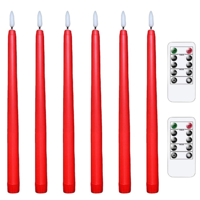 6Pcs LED Flameless Flickering Warm Light Taper Candles with 2 Remote Control for Christmas Thanksgiving Halloween Home Wedding Decoration