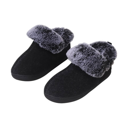 

Josdec House Slippers for Women Men s/ Collar Bag Heel Shoes Indoor Comfortable Memory Cotton Winter Style Christmas Slippers Clearance